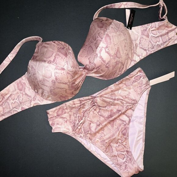Victoria's Secret 36DD,36DDD BIKINI HIGH-WAIST bottom WHITE LEMON FULL COVERAGE